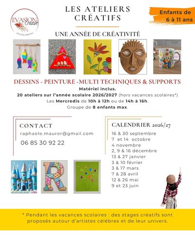 Ateliers créatifs enfants - Année scolaire 2026-2027 Ateliers créatifs enfants - Année scolaire 2026-2027