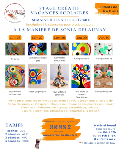 Ateliers Créatifs stage enfants vacances du 26 au 30 ocotobre 2026 - Baudreix, Nay, Bordes, pau, 64 Ateliers Créatifs stage enfants vacances du 26 au 30 ocotobre 2026 - Baudreix, Nay, Bordes, pau, 64